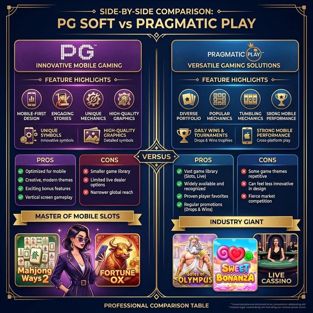 ภาพประกอบเปรียบเทียบ PG Soft และ Pragmatic Play